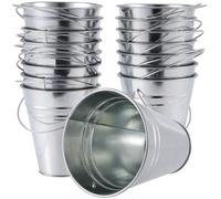 16 PCS Galvanized Metal Bucket with Handle, Planter Pail for Balconies, Gardens, Patios, Office, Parties
