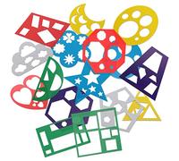 16 Pcs Geometric Shapes Stencils for Kids-Geometric Drawings Templates, Reusable Triangle Circle Heart Craft Stencils for Kids Toddlers Preschooler(15×15cm)