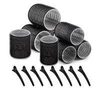 16 Pcs Hair Rollers with Clips, Jumbo Large Medium Small Velcro Rollers for Hair Volume Big Hair Curlers Rollers for Long Medium Short Hair DIY Hairdressing (Black)