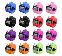 16 Pcs Handheld Clicker Counter 4 Digit Mechanical Tally Counter Assorted Color Pitch Palm for Counting Numbers Knitting Coaching Golf Lap Fishing School Sports Event