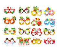 16 Pcs Hawaiian Funny Glasses for Adults Tropical Party Sunglasses Novelty Party Glasses Party Paper Glasses Hawaiian Novelty Beach Glasses Summer Fancy Dress Party Supplies Decoration for Kids (B)