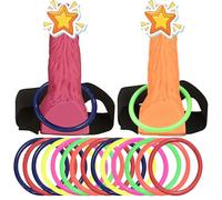 16 Pcs Hen Do Party Games, Rouhuhura Naughty Ring Toss Game Set for Bachelorette, Funny Bachelorette Games for Adults, Ideal Party Favor Supplies for Bridal Showers Decorations for Adults