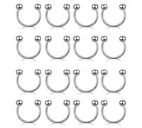 16 PCS Horseshoe Piercing,Smiley Septum Piercing Jewellery,Septum Ring Stainless Steel,Eyebrow Earring Hoop Lip Rings,Horse Shoe Nose Ring,Smiley Nose Piercing Kit,for Women Men Silver Dia 6-12mm
