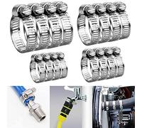 16 PCS Hose Clamps, 304 Stainless Steel Hose Clips Handle Adjustable 6-29mm Range 4 Sizes Pipe Clips Hose Screws Clamps Assorted for Water Pipe, Automobile Pipe, Gas Pipe