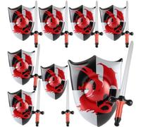 16 Pcs Inflatable Sword and Shield Knight Party Favors Set 8 Blow up Sword 8 Shield for Kids Birthday Cosplay Pirate Party Favors