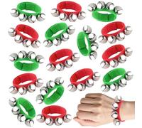 16 Pcs Jingle Bells Wrist Band Bell Percussion Instruments, PLULON Bracelet Percussion Instruments Musical Rhythm Band for Winter Party Decoration Favors Music Festival