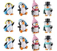 16 Pcs Kawaii Animal Penguin Characters Mini Figure Playset Cute Penguin Cake Topper For Christmas Birthday Gift Desk Decoration