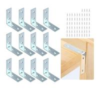 16 Pcs L Brackets for Wood with 64 Screws, 90 Degree L Shape Corner Brace Plate(40X40X15mm), Stainless Steel Right Angle Bracke for Fixing and Repairing Furniture, Shelves, Windows & Cabinets