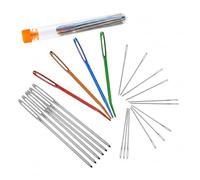 16 Pcs Large Eye Blunt Aluminium Tapestry Yarn Needles for Wool Knitting Crochet Sewing Up DIY Crafts, Gold Silver Random Colors