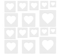 16 PCS Large Heart Stencil Heart Stencils Different Sizes for Painting Template Heart Stencil for Crafts Plastic 5 Point Heart Templates for Fabric Wall Arts Paper Home Decoration
