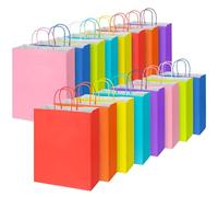 16 Pcs Large Paper Party Bags 8 Colors Gift Bags Kraft Bag with Handles, Party Present Paper Bag Thick for Kids, Candy, Cookie, Celebrations, Baby Shower, Birthday (33 x 26 x 13 cm)