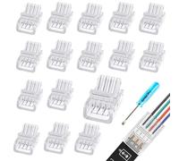 16 PCS LED Strip Connectors, 4 Pin LED Connector RGB Extension Cable Light Strip to Wire Quick Connector for Waterproof or Non-Waterproof 8mm Wide SMD RGB 5050 LED Strip Lights
