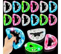 16 Pcs LED Tambourines Musical LED Tambourine Toys Light Up Tambourine Bulk Colorful Handheld Tambourines Glow in The Dark for Wedding Party Favors Percussion Instrument