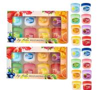 16 Pcs Lip Balm Set, 8 Fruity Flavours Mini Moisturizing Lip Balm, Organic Natural Vegan Formula for Cracked Lips Repair, Deep Nourishing Care, Excellent Skin Care Gift for Teenager Girls