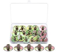 16 Pcs M6 Brad Hole Tee Nuts, Brad Hole T Nut, Zinc Plated Round Base Flange Nuts, Female Thread Screw-in T-Nuts with Screws Furniture Hardware for Fixing Connection Furniture