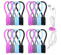 16 PCS Magnetic Cable Ties Magnetic Cable Organiser, Reusable Cable Clips Cord Organizer Multipurpose Silicone Magnet Twist Ties USB Cable Manager for Home, Office, Cord, Earphone, School, Travel
