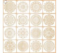16 Pcs Mandala Stencils for Crafts - Reusable Wall Stencils for Painting, Tile, Flower, Scrapbook, Fabric, Wall, Floor, Furniture, Wood, Stones, Window