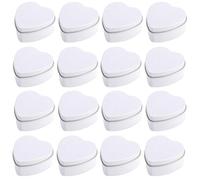 16 Pcs Metal Tins Jar with Lids 2 OZ Empty Heart Shaped Tins Boxes Candle Jars Cans Art Crafts Candies Party Favors (white)