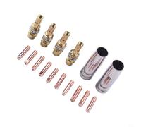 16 Pcs MIG Welding Tips and Nozzles Set for 15AK MB15 Torch, 0.6/0.8/0.9/1.0/1.2mm Tips with Nozzle Holder Compatible with for Rilon Jasic Ri