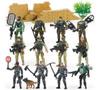 16 PCs Military Toy Soldiers Playset Army Men Figures with 12 Realistic Army Ranger Action Figures and Weapon Gear Accessories Military Combat Toys