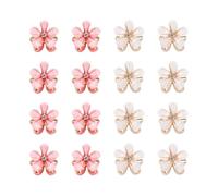 16 Pcs Mini Flower Hair Claw Clips Metal Daisy Hair Clips Cute Small Hair Jaw Clips Rhinestone Petal Hair Clips Birthday Floral Hair Pins Non Slip Hair Clamps Hair Styling Accessories White Pink