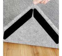 16 Pcs Non Slip Rug Pads Grippers，Keep Area Rugs Corners from Curling and Bunching, Reusable Rug Tape for Hardwood Floors and Tiles, Dual Sided Adhesive Washable Rug Holder Keep Corner Flat