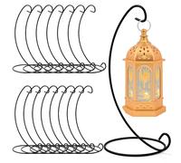 16 Pcs Ornament Display Stand, 9 Inch Iron Hanging Stands Rack Holder Bulk, Black Iron Wire Air Plant Holders Hook for Hanging Glass Crystal Witch Ball Terrarium, Home Party Decor, Art Craft Fair