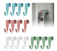 16 Pcs Over The Door Hooks, Carbon Steel Over Door Hooks, Small Over Cupboards Hook for Hanging, Over Kitchen Cabinet Single Hooks for Bedroom, Bathroom, Wardrobe (Pink, White, Blue, Green)