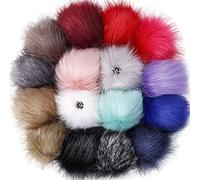 16 Pcs/Pack Soft Faux Pom Poms Balls Multicolor Artificial Ball with Detachable Button for Cute Plush Bag Keychain Scarf Charms Accessories for Men Women Kids