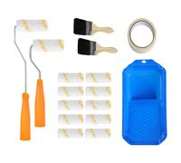 16 Pcs Paint Roller Set, Including 2 x Paint Brush, 1 x Paint Tray, 1 x Adhesive Tape, 10 x Painting Roller, 2 x Roller Frame, Small Paint Roller for Painting and Renovating of House and Furniture