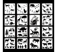 16 Pcs Painting Template Hollow Out Theme Stencil Halloween Party Decoration Graffiti Tools for Home School Painting Stencils for Canvas Wood Kids Adults