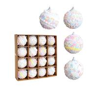 16 Pcs Pastel Color Shatterproof Glitter Foam Christmas Ornament Set - 2.36 Inch Decorative Hanging Balls for Sweet - Themed Xmas, New Year & Holiday Party, Home Christmas Tree Decor