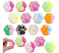 16 PCS Paw Squishy,Cute Super Soft Squeeze Stress Relief Tool, Random Colour Cat Paw Squishies, Effective Emotion Relief Decompression Relaxation Tools, Adorable Desk Decor for Office