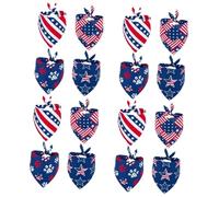 16 Pcs Pet Triangle Towel American Flag Dog Bandanas Pet Costume Bandanas Collar Usa Decor Holiday Pet Bandana 4th of July Pet Bandana Dog Cooling Bandana Polyester