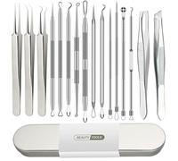 16 Pcs Pimple Popper Kit - Blackhead Remover & Acne Extractor Tool - Professional Stainless Steel Tweezers for Eyebrows, Pimples & Blemishes - Tools for Beauty Salons