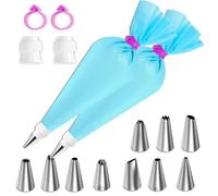 16 Pcs Piping Bags and Nozzles Set - Reusable Icing Piping Kit with Frosting Bags, Stainless Steel Tips & Couplers - Cake Decorating Tools for Cupcakes, Cookies & Pastries - Baking Supplies Set