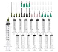 16 Pcs Plastic Syringe with Blunt Needle - 10ml Luer Lock Syringes with Caps - Glue Applicator for Rhinestones, Food, Ink, Perfume, Wood Glue, Plant Lab
