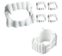 16 PCS Plastic Vampire Teeth White Fake Vampire Teeth Halloween Teeth Fake Fangs Werewolf Masquerade Teeth for Halloween Costume Props Trick or Treat Accessories Cosplay Party Favors