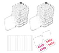 16 PCS Press on Nail Storage Boxes: Transparent False Nail Case Empty Packaging Display Organizer Kit with 60 Pieces Adhesive Double Sided Tape for Personal Nail Salon