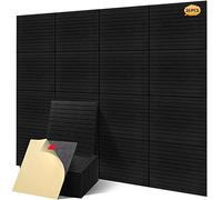 16 Pcs Pro Grade Sound Proof Boards,Acoustic Panels,Premium Acoustical Wall Panels,Better than Foam,Wedge Design,with Adhesive on Back,For Acoustic Treatment/Professional Studio,12×12×0.4 in (Ivory)