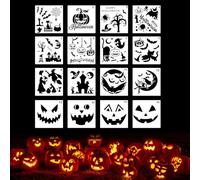 16 Pcs Pumpkin Stencils,Resuable Halloween Patterns for Carving and Painting Pumpkins-Funny,Spooky,Scary Templates for Gift Bags DIY Crafts Drawing Painting Spraying,Window,Paper,Fabric,Wall Art