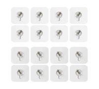 16 Pcs Punch-Free Wall-Mounted Screw Hook, Self Adhesive Screw Hooks, Transparent Sticker For Storage Rack, Seamless Waterproof Hooks, For Photos Frame Lights Clocks, Etc.(12mm&16mm)