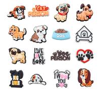 16 Pcs Puppy Croc Charms, Cute Shoe Charms, Detachable Animal Accessories, Suitable for Decorating Clogging Croc, Backpacks, Shopping Bags