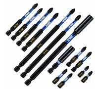 16 Pcs Rennie Tool Magnetic Extra Long Impact Bit Set + Impact Bit Holders