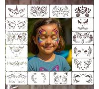 16 PCS Reusable Islamic Art Stencils for Wall Decoration, Face Painting, Tattoo Templates, and Kids DIY Drawing - Intricate Floral, Scallop Border, Unicorn, Cat, Fox, Wing, and Mask Designs