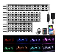 16 PCS RGB Motorcycle LED Underglow Kit Multi-Color LED Strips Lighting with Brake Light for Harley Honda Kawasaki Suzuki Indian Waterproof Color Change Accent Lights