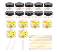 16 Pcs sample pots,15ml with lids cosmetic pot, mini cream empty containers,black small with makeup lip balm jars,for travel face cream, samples, cosmetics empty pot