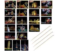 16 Pcs Scratch Art, Scratch Art for Adults, Scratch Art for Kids, Hue Scratch Art, Rainbow Scratch Art, Tools Kit World Famous City Landmarks Scratch Art for Adults and Kids(Size: 20 * 14cm)