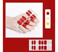 16 Pcs Semi Cured Gel Nail Polish Strips Adhesive Full Wrap Art Stickers Waterproof Wraps Semi Cured Full Wraps with Uv Light Christmas Holiday Winter Fall No Uv Light for Kids