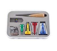 16 pcs/set Fabric Bias Tape Maker Kit 6mm 12mm 18mm 25mm with Foot Bradawl Quilting Clips Sewing Pins Kit Fabric DIY Sewing Case